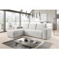 - Canapé d'angle convertible - SIDNEY VELOURS - en tissu Luxe, 5/6 places, blanc cassé, angle gauche (vu de face) - Canapé d'angle convertible - SIDNEY VELOURS - en tissu Luxe, 5/6 places, blanc cassé, angle gauche (vu de face)