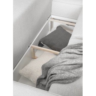 Canapé d'angle convertible - SIDNEY VELOURS - en tissu Luxe - 5/6 places, blanc cassé, angle droit (vu de face)