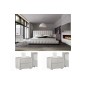 1er paiement commande: Lit design en cuir italien de luxe silver, blanc, 180x200, 2 Chevets de belle qualité sandy, blanc, 6x sa