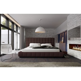 Lit design en cuir italien de luxe SILVER, chocolat, 180x200