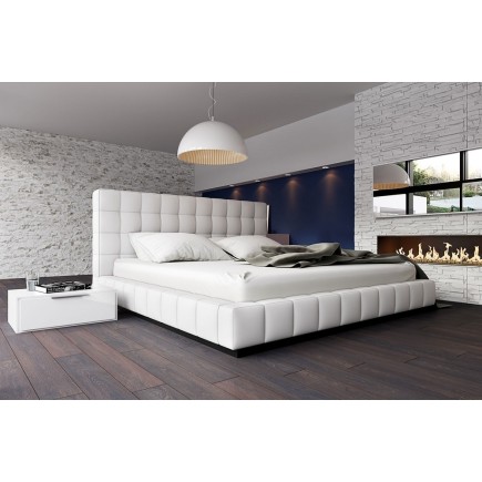 Lit design en cuir italien de luxe SILVER, chocolat, 180x200