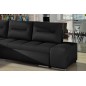 Canapé d'angle convertible en tissu luxe noir et simili cuir noir, 5 places, angle gauche (vu de face) - OTELLO Canapé d'angle convertible en tissu luxe noir et simili cuir noir, 5 places, angle gauche (vu de face) - OTELLO
