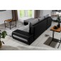 - Canapé d'angle convertible en tissu luxe gris et simili cuir noir, 5 places, angle gauche (vu de face) - OTELLO - Canapé d'angle convertible en tissu luxe gris et simili cuir noir, 5 places, angle gauche (vu de face) - OTELLO
