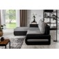 - Canapé d'angle convertible en tissu luxe gris et simili cuir noir, 5 places, angle gauche (vu de face) - OTELLO - Canapé d'angle convertible en tissu luxe gris et simili cuir noir, 5 places, angle gauche (vu de face) - OTELLO
