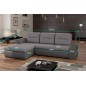 - Canapé d'angle convertible en tissu luxe gris et simili cuir noir, 5 places, angle gauche (vu de face) - OTELLO - Canapé d'angle convertible en tissu luxe gris et simili cuir noir, 5 places, angle gauche (vu de face) - OTELLO