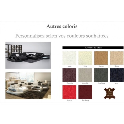 Canapé d'angle en cuir italien 8 places NORDIK, personnalisé, angle droit