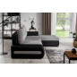 Canapé d'angle convertible en tissu luxe gris et simili cuir noir, 5 places, angle droit (vu de face) - OTELLO Canapé d'angle convertible en tissu luxe gris et simili cuir noir, 5 places, angle droit (vu de face) - OTELLO