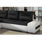 - Canapé d'angle convertible en tissu luxe noir et simili cuir blanc, 5 places, angle gauche (vu de face) - OTELLO - Canapé d'angle convertible en tissu luxe noir et simili cuir blanc, 5 places, angle gauche (vu de face) - OTELLO
