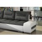 Canapé d'angle convertible en tissu luxe gris foncé et simili cuir blanc, 5 places, angle gauche (vu de face) - OTELLO Canapé d'angle convertible en tissu luxe gris foncé et simili cuir blanc, 5 places, angle gauche (vu de face) - OTELLO