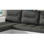 Canapé d'angle convertible en tissu luxe gris foncé et simili cuir blanc, 5 places, angle gauche (vu de face) - OTELLO Canapé d'angle convertible en tissu luxe gris foncé et simili cuir blanc, 5 places, angle gauche (vu de face) - OTELLO