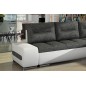 Canapé d'angle convertible en tissu luxe gris foncé et simili cuir blanc, 5 places, angle droit (vu de face) - OTELLO Canapé d'angle convertible en tissu luxe gris foncé et simili cuir blanc, 5 places, angle droit (vu de face) - OTELLO