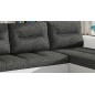 Canapé d'angle convertible en tissu luxe gris foncé et simili cuir blanc, 5 places, angle droit (vu de face) - OTELLO Canapé d'angle convertible en tissu luxe gris foncé et simili cuir blanc, 5 places, angle droit (vu de face) - OTELLO