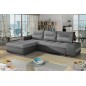 Canapé d'angle convertible en tissu luxe gris et simili cuir gris, 5 places, angle gauche (vu de face) - OTELLO Canapé d'angle convertible en tissu luxe gris et simili cuir gris, 5 places, angle gauche (vu de face) - OTELLO