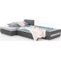 Canapé d'angle convertible en tissu luxe gris et simili cuir gris, 5 places, angle gauche (vu de face) - OTELLO Canapé d'angle convertible en tissu luxe gris et simili cuir gris, 5 places, angle gauche (vu de face) - OTELLO