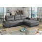 Canapé d'angle convertible en tissu luxe gris et simili cuir gris, 5 places, angle droit (vu de face) - OTELLO Canapé d'angle convertible en tissu luxe gris et simili cuir gris, 5 places, angle droit (vu de face) - OTELLO