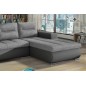 Canapé d'angle convertible en tissu luxe gris et simili cuir gris, 5 places, angle droit (vu de face) - OTELLO Canapé d'angle convertible en tissu luxe gris et simili cuir gris, 5 places, angle droit (vu de face) - OTELLO