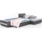 Canapé d'angle convertible en tissu luxe gris et simili cuir gris, 5 places, angle droit (vu de face) - OTELLO Canapé d'angle convertible en tissu luxe gris et simili cuir gris, 5 places, angle droit (vu de face) - OTELLO
