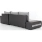 Canapé d'angle convertible en tissu luxe gris et simili cuir gris, 5 places, angle droit (vu de face) - OTELLO Canapé d'angle convertible en tissu luxe gris et simili cuir gris, 5 places, angle droit (vu de face) - OTELLO
