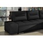 Canapé d'angle convertible en tissu luxe noir et simili cuir noir, 5 places, angle droit (vu de face) - OTELLO Canapé d'angle convertible en tissu luxe noir et simili cuir noir, 5 places, angle droit (vu de face) - OTELLO