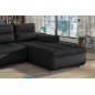 Canapé d'angle convertible en tissu luxe noir et simili cuir noir, 5 places, angle droit (vu de face) - OTELLO Canapé d'angle convertible en tissu luxe noir et simili cuir noir, 5 places, angle droit (vu de face) - OTELLO