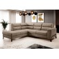 Canapé d'angle convertible - CASTA VELOURS - en tissu Luxe, beige, 5/6 places, angle gauche (vu de face) Canapé d'angle convertible - CASTA VELOURS - en tissu Luxe, beige, 5/6 places, angle gauche (vu de face)