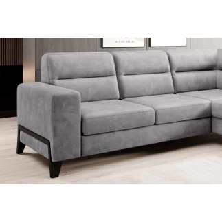 Canapé d'angle convertible - CASTA VELOURS - en tissu Luxe, gris, 5/6 places, angle droit (vu de face)