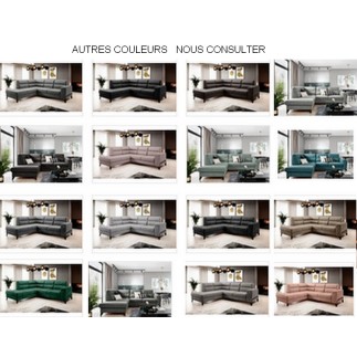 Canapé d'angle convertible - CASTA VELOURS - en tissu Luxe, anthracite, 5/6 places, angle gauche (vu de face)