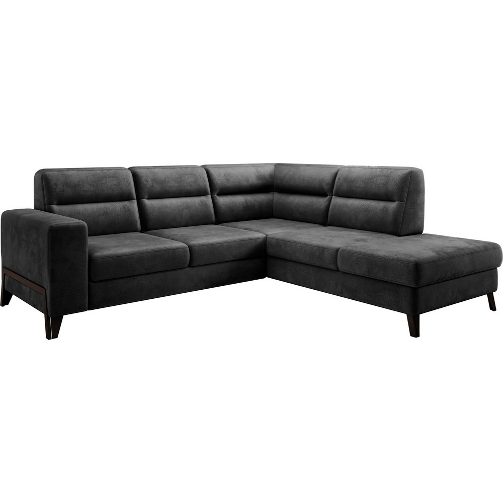 Canapé d'angle convertible - CASTA VELOURS - en tissu Luxe, anthracite, 5/6 places, angle droit (vu de face) Canapé d'angle convertible - CASTA VELOURS - en tissu Luxe, anthracite, 5/6 places, angle droit (vu de face)