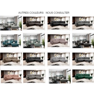 Canapé d'angle convertible - CASTA VELOURS - en tissu Luxe, anthracite, 5/6 places, angle droit (vu de face)