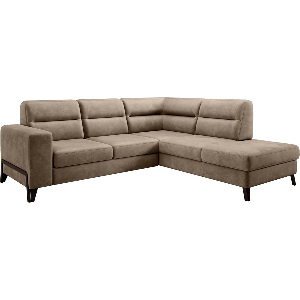 Canapé d'angle convertible - CASTA VELOURS - en tissu Luxe, beige, 5/6 places, angle droit (vu de face) Canapé d'angle convertible - CASTA VELOURS - en tissu Luxe, beige, 5/6 places, angle droit (vu de face)