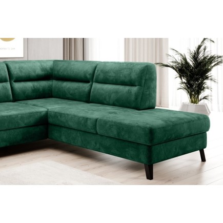 Canapé d'angle convertible - CASTA VELOURS - en tissu Luxe, vert, 5/6 places, angle droit (vu de face)
