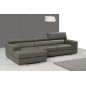 Canapé d'angle en cuir italien 5 places PERLE, gris foncé, angle gauche Canapé d'angle en cuir italien 5 places PERLE, gris foncé, angle gauche