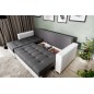 Canapé d'angle convertible en tissu luxe marron et simili cuir beige, 5 places, avec coffre, angle gauche (vu de face), NESTOR Canapé d'angle convertible en tissu luxe marron et simili cuir beige, 5 places, avec coffre, angle gauche (vu de face), NESTOR
