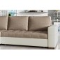 Canapé d'angle convertible en tissu luxe marron et simili cuir beige, 5 places, avec coffre, angle gauche (vu de face), NESTOR Canapé d'angle convertible en tissu luxe marron et simili cuir beige, 5 places, avec coffre, angle gauche (vu de face), NESTOR