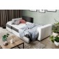 - Canapé d'angle convertible en tissu luxe gris foncé et simili cuir blanc, 5 places, avec coffre, angle gauche (vu de face), NE - Canapé d'angle convertible en tissu luxe gris foncé et simili cuir blanc, 5 places, avec coffre, angle gauche (vu de face), NE