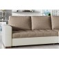 Canapé d'angle convertible en tissu luxe marron et simili cuir beige, 5 places, avec coffre, angle droit (vu de face), NESTOR Canapé d'angle convertible en tissu luxe marron et simili cuir beige, 5 places, avec coffre, angle droit (vu de face), NESTOR