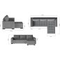 Canapé d'angle convertible en tissu luxe marron et simili cuir beige, 5 places, avec coffre, angle droit (vu de face), NESTOR Canapé d'angle convertible en tissu luxe marron et simili cuir beige, 5 places, avec coffre, angle droit (vu de face), NESTOR