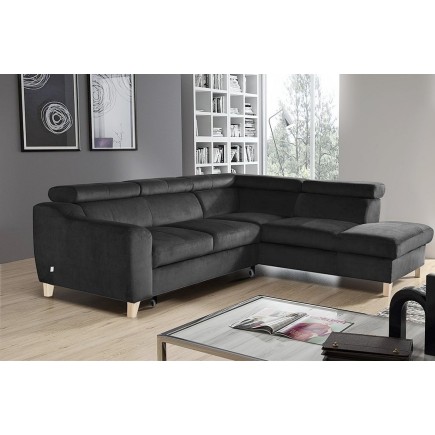 2eme paiement de la commande: 1X Canapé d'angle convertible en tissu luxe 5 places, asteria gris foncé, angle droit , 6x sans fr