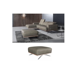 Canapé d'angle en 100% tout cuir épais luxe italien 5/6 places porto, gris, angle gauche , Pouf porto tout cuir italien haut de