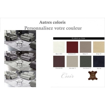 2eme paiement de la commande: Ensemble avec 4 relax électriques, canapé 3 places et 2 places en cuir italien buffle toprelax, co