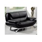 Ensemble composé d'un canapé 2 places et d'un fauteuil en cuir luxe italien, noir, JONAH Ensemble composé d'un canapé 2 places et d'un fauteuil en cuir luxe italien, noir, JONAH