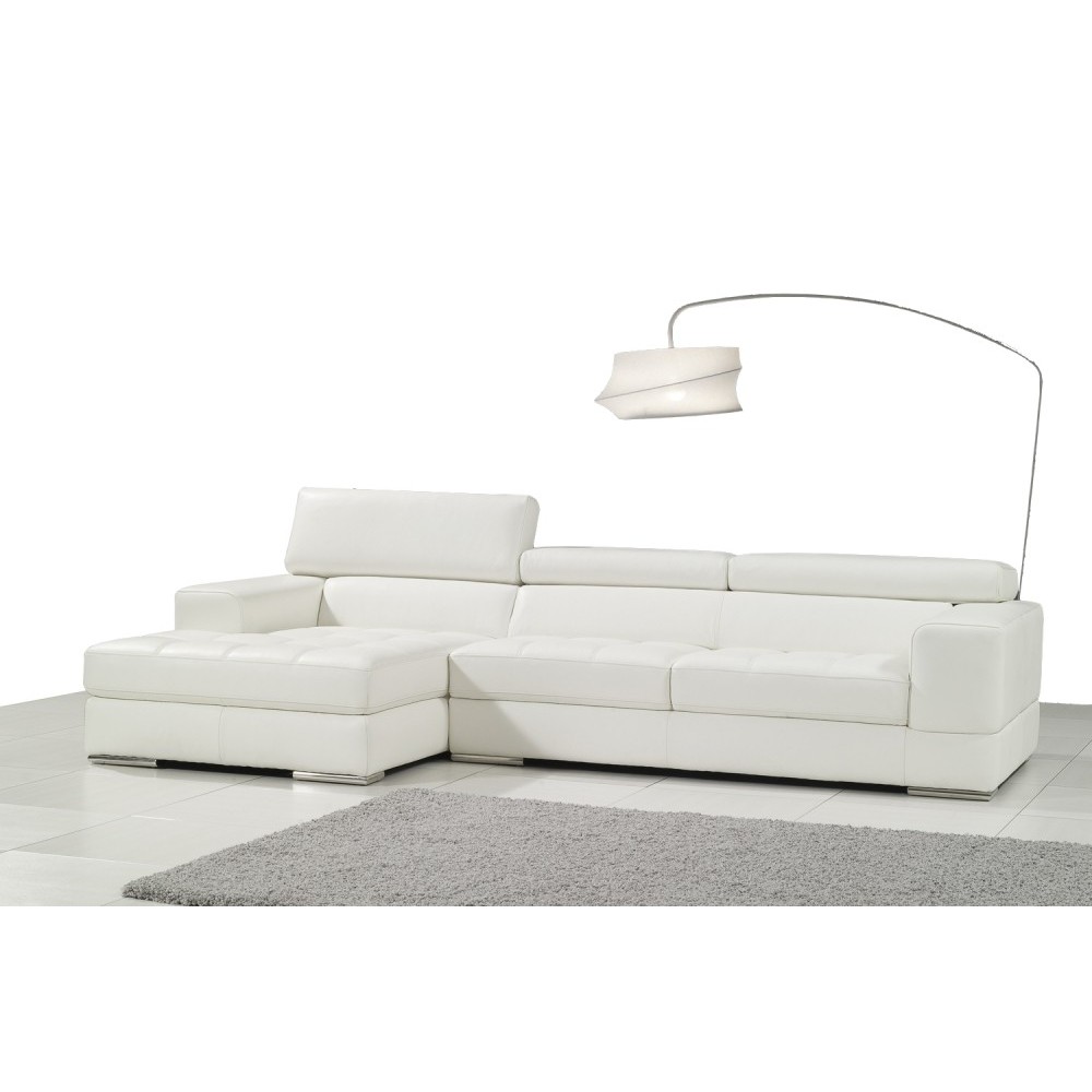 Canapé d'angle en cuir italien 5 places PERLE, blanc, angle gauche Canapé d'angle en cuir italien 5 places PERLE, blanc, angle gauche
