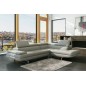 Canapé d'angle en cuir italien 6 places BIRKIN, gris clair, angle droit Canapé d'angle en cuir italien 6 places BIRKIN, gris clair, angle droit