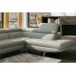 Canapé d'angle en cuir italien 6 places BIRKIN, gris clair, angle droit Canapé d'angle en cuir italien 6 places BIRKIN, gris clair, angle droit