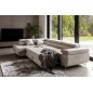 - Canapé d'angle convertible en tissu luxe 5 places, ANNECY, couleur beige clair, angle gauche