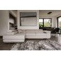 - Canapé d'angle convertible en tissu luxe 5 places, ANNECY, couleur beige clair, angle gauche