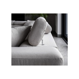 Canapé d'angle convertible en tissu luxe 5 places, ANNECY, couleur gris clair, angle gauche