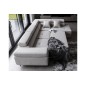 Canapé d'angle convertible en tissu luxe 5 places, ANNECY, couleur gris clair, angle droit