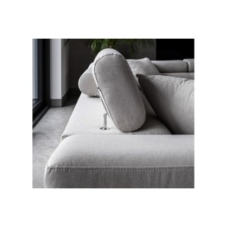 Canapé d'angle convertible en tissu luxe 5 places, ANNECY, couleur gris clair, angle droit