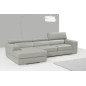 Canapé d'angle en cuir italien 5 places PERLE, gris clair, angle gauche Canapé d'angle en cuir italien 5 places PERLE, gris clair, angle gauche
